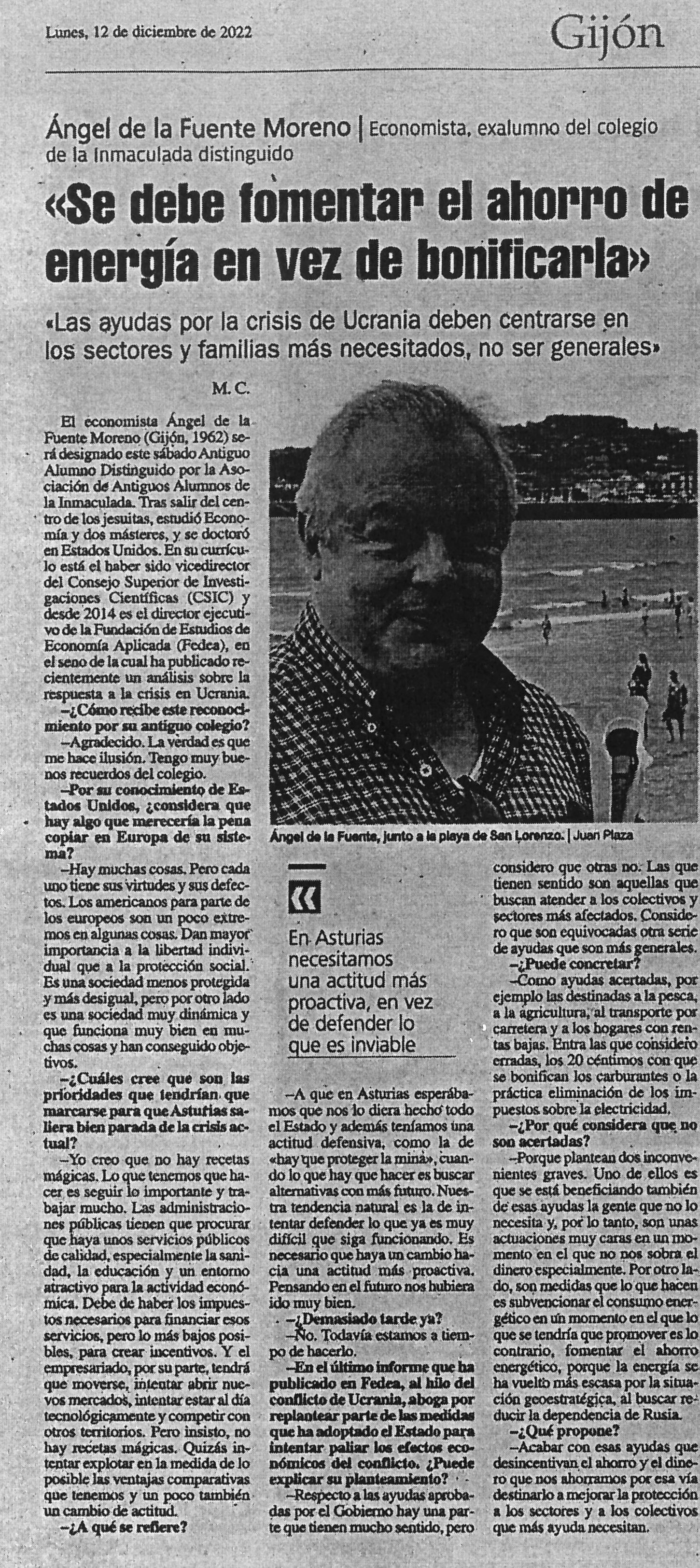 Entrevista con Angel de la Fuente (p 1980) en la prensa