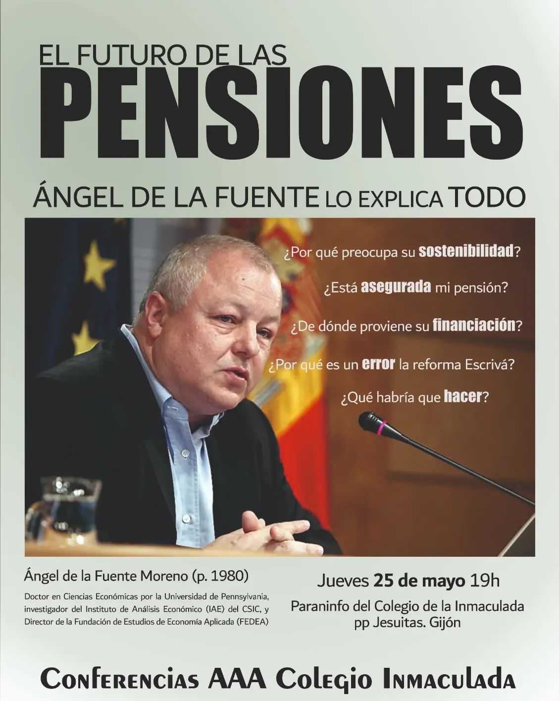 Conferencia El futuro de las pensiones, por Ángel de la Fuente max-width=